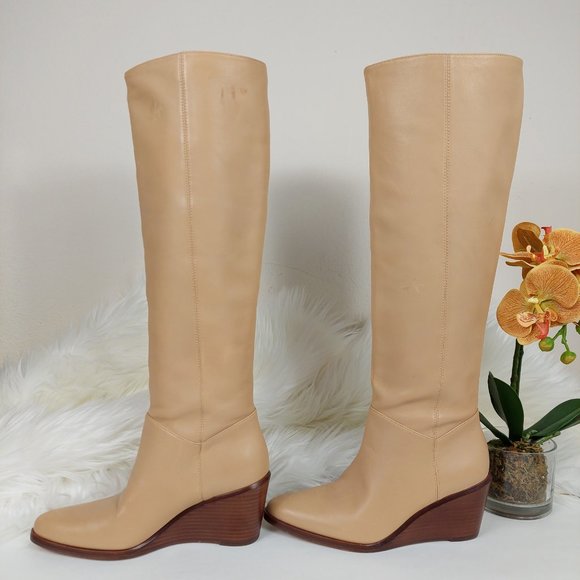 Vince Marlow Smooth Leather Tall Wedge Boots - Picture 3 of 12